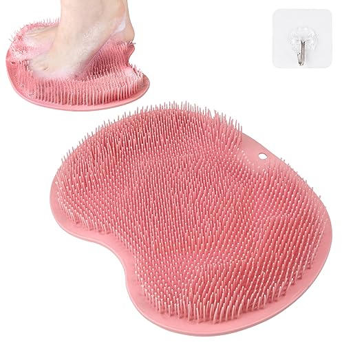 ACWOO Shower Foot Scrubber Mat, Non-Slip Suction Cups, Exfoliation, Spa, Reduces Foot Pain (Pink)