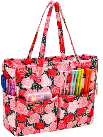 Coopay Borsa per lavori a maglia, borsa per lavori a maglia, borsa per uncinetto, borse artigianali per artigianato, cucito, punto croce o ricamo, borsa per artigianato, borsa da viaggio per progetti