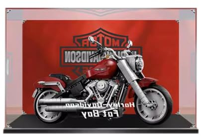 Acryl-Vitrine für Lego Creator Expert Harley-Davidson Fat Boy 10269, Schaukasten, Schützen und Dekorieren Modell mit staubdichter Aufbewahrung (Hintergrund C)