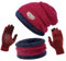 ANCEER Winter Accessories Set: 3-in-1 Mütze, Schal & Handschuh-Sets mit Thermo Fleecefutter für Herren, Damen & Unisex - Rotwein