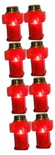 Housoutil 8 Stk Gebetskerze Led-kerzen, Grabschmuck Led-jesus-kerze Religiös Flammenlose Kerzen Flackernde Kerzen Solarleuchten Für Friedhof Beleuchtetes Kreuz Plastik Batterie Zubehör
