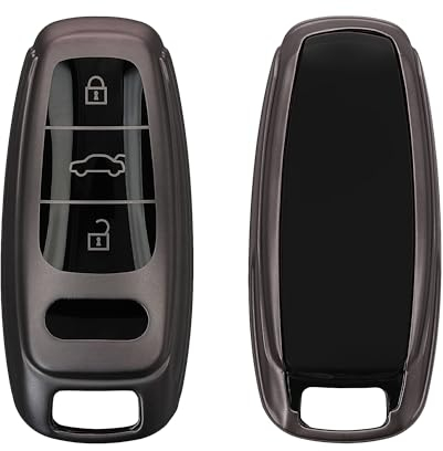 kwmobile Autoschlüssel Hülle kompatibel mit Audi A6 A7 A8 Q7 Q8 3-Tasten Autoschlüssel Keyless - Schlüsselhülle Silikon Cover - Schwarz matt Schwarz