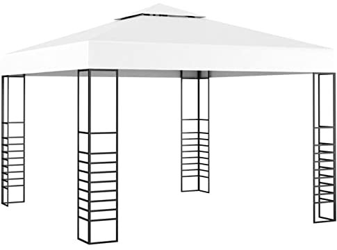 ARKEM Gazebo da Giardino 3x3 m Bianco,Gazebo Pergola Con Telo Impermeabile Richiudibile E Struttura Rettangolare In Acciaio Inossidabile Ad Alta Densità, Per Arredo Giardino, Terrazzo e Attività Comme