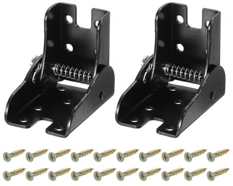 sourcing map 2pcs 90°Self-Locking Hinge Leg, Folding Leg Fittings Angle Braces Extension Support Bracket for Table Leg, Bed Leg, Workbench, Black