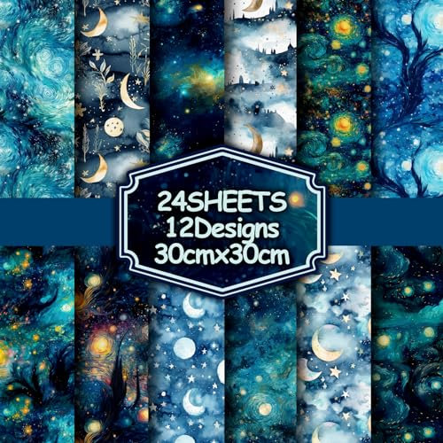 Sammelalben, Galaxie-Muster, 30 x 30 cm, Sternenhimmel, Spezialität, Scrapbooking, Karton, Papier, Designerblöcke, Junk-Tagebuch, Handwerk, 24 Stück