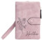 Chrifansi Portafoglio personalizzato Portafoglio da viaggio personalizzato Porta carte in pelle compatta Tasca con zip Regali personalizzati per donne Ragazze - Nome e mese del fiore di nascita, Rosa,