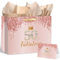 Yoirrat Rose Gold 50 and Fabulous 50th Birthday Gift Bag for Women Large Pink Happy 50th Birthday Gift Bag with 50th Birthday Wrapping Paper and Card for 50th Birthday Decorations Party Supplies