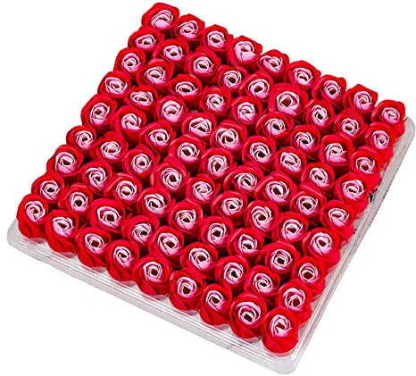 81pcs savon de bain parfumé à la main rose fleur de pétales pétales mariage favor dans boîte cadeau, Rose Parfumée Savon de Bain Fleur de Mariage Cadeau parfumé décoration (Red + Pink)