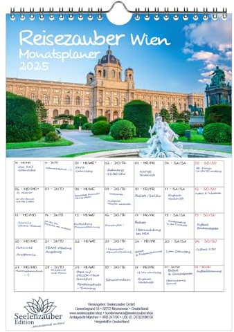 Reisezauber Wien Planer DIN A4 Kalender für 2025 Österreich Urlaub Berge - Seelenzauber