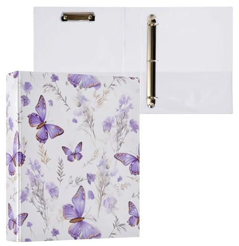 3-Ringbuch mit 3 Ringen, Lavendel-Violett, 3,8 cm, langlebig, mit rutschfestem Metallclip, dekorativer Drei-Ringordner für Schule, Büro, 1 Packung