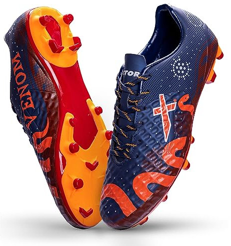 Vector X Herren Venom Fußballschuh, Marineblau Kastanienbraun Orange, 44 EU