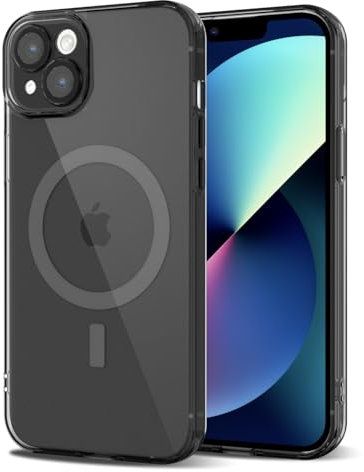 Svanove für iPhone 13 Hülle Magsafe Durchsichtig mit Kameraschutz, Dünn Transparent Bunt Handyhülle Magnetisch Induktives Laden, Einfarbig Klar Weich Slim Silikon Handy Hülle Mädchen, Schwarz