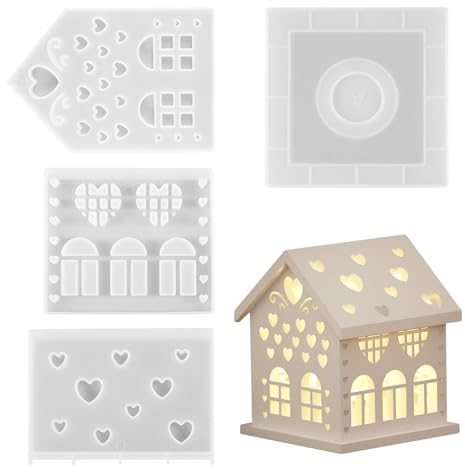 Silikonformen Gießformen Häuser Kerzenhalter, 3D Silikonform Haus Gips Zum Gießen Gießformen Silikon Gießform Haus Giessformen Silikon Gießform Kerzenhalter Silikonform Häuser Weihnachten
