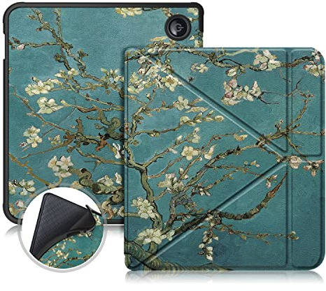 TOPCASE TPU Hülle für Tolino Vision Color 2024/Kobo Libra Color 2024/Kobo Libra 2 2021/Tolino Vision 6 2021 mit Standfunktion und mit Auto Schlaf/Wach,Aprikosenblüte