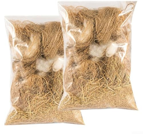 Cómodo paquete de material de anidación de pájaros, seda de yute, paja, algodón, mezcla de agave y sisalana, adecuado para la construcción de nidos