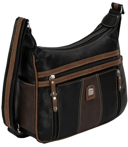 EAAKIE Damen Tasche, Schultertasche, Handtasche, Umhängetasche mit Leder Optik und vielen Fächern