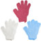 Pack of 6 Peelinghandschuh Waschhandschuh, Exfoliating Gloves Körper Duschhandschuh Massage Peeling Handschuh Handschuhe für Körper Und Gesicht mit Haken - Blau & Rot & Weiß