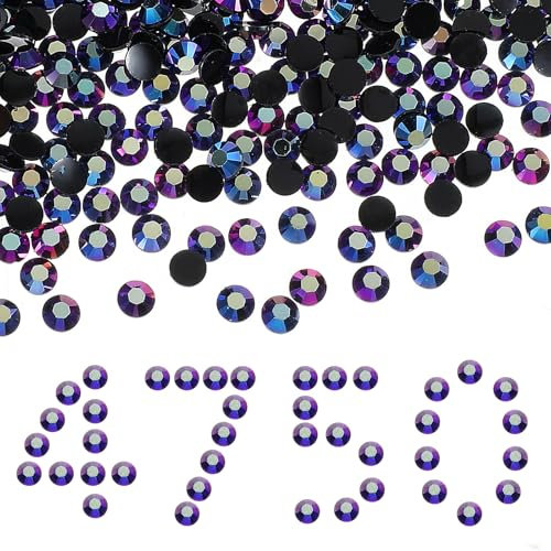 Gjinxi 4750Pcs Resin Rhinestones for Crafting, AB Flatback Rhinestones for Nail Art Crafts, Glitter Round Shine Gems, Bedazzling Crystal for DIY Crafts Clothing Tumblers Shoes Fabric Nail Art