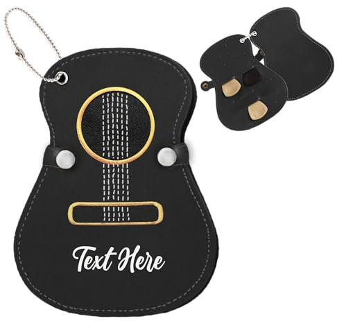 Custodia per plettro per chitarra personalizzata con 17 scomparti, nome personalizzato a forma di chitarra, custodia per plettri per chitarra per gli amanti della chitarra (senza plettro), Nero ,