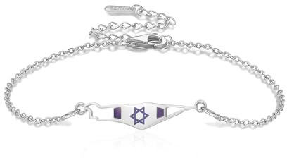VASSAGO Israel Palästina Karte Armband für Frauen Männer Edelstahl Stern von David Armband einstellbare Israel Palästina Link Armbänder Magen David Jüdischer Schmuck (Silber bracelet2)