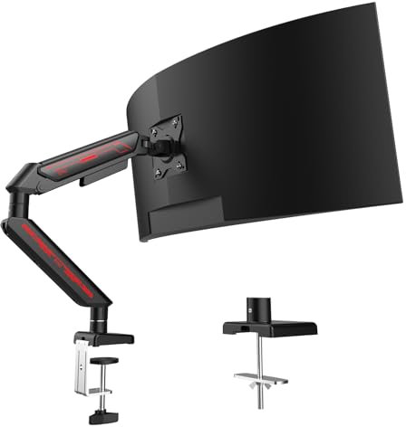 ETHU Einzel Monitor Halterung Schreibtischhalterung für 13-32 Zoll Bildschirme bis zu 9 kg, Höhenverstellbarer Monitorarm mit Neigungen, Schwenken, Dreht, Monitorhalterung VESA 75 & 100 mm (Schwarz)