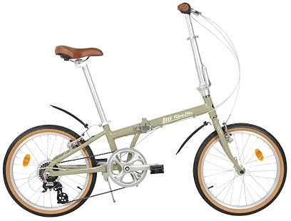 FabricBike Klappfahrrad, Alu-Rahmen, Single Speed, klapprad 20 Zoll, Folding, klapp Fahrrad, Klapprad Erwachsene, Fabric Bike Folding Bike (Light Sand 7 Speed W/Mudguard)