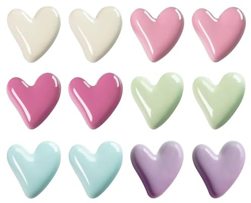 Satiskid 12 PCS Strong Fridge Magnets, Cute Heart Decorative Magnets for Fridge, Whiteboard, Locker, Kitchen, Office and School, Colorful Heart Shaped Fridge Magnets (Pink)