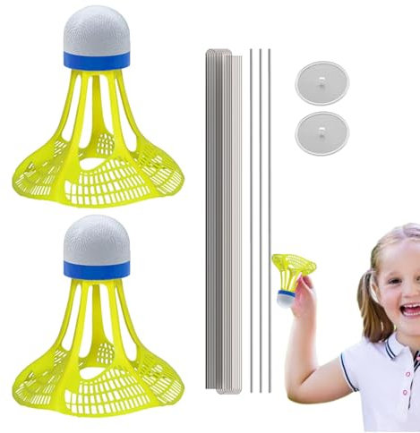 Badminton-Federbälle – Badminton-Trainer-Set, elastisches Badminton-Trainingsset | Solo-Rebound-Trainer mit leuchtendem Federball, lustiges Übungsgerät für die Einrichtung von Türrahmen, Decken und Wä