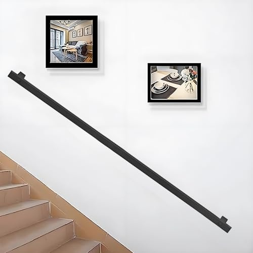 Handlauf für Treppen, schwarz matt, Wandmontage, Geländerhandlauf, Handläufe für Außenstufen oder Innentreppen, 1,5 m, 200 cm, 2,5 m, 300 cm, rutschfestes Treppengeländer(80cm)
