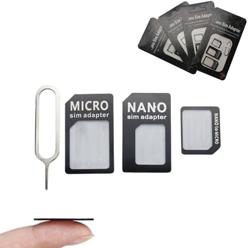 4 Pcs 4 in 1 Nano SIM Card Adapter, SIM Card Adapter Kit, Sim Adapter Set Sim Card Adapter with SIM Ejector Pin Compatible with Mobile Phone