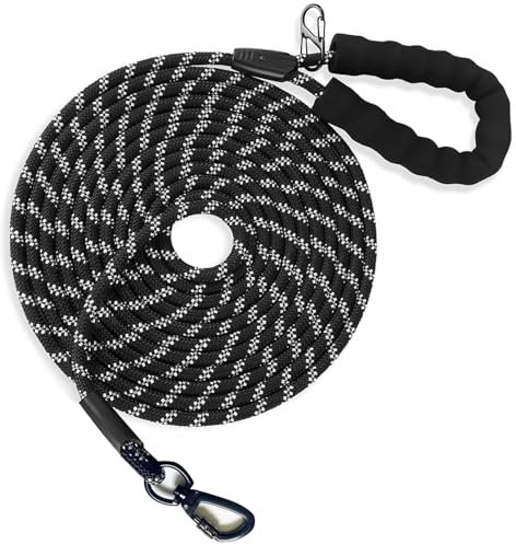 Schleppleine, 5M 10M 20M Schleppleine für Hunde, Robust Hundeleine mit bequemem gepolstertem Griff, Trainingsleine Laufleine für Welpen kleine mittlere große Hunde, Abschließbarer Karabiner (20M)