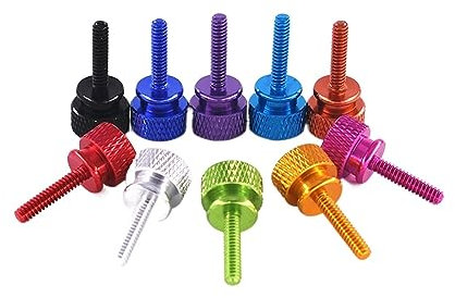 OZXLH Lot de 5 vis à tête moletée UNC 6#-32 à Serrage Manuel en Aluminium anodisé for boîtier d'ordinateur(Golden,12MM_6-32)