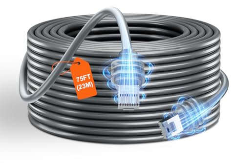 GEEKERA Starlink Gen 3 Kabel Verlängerung (23m/75Fuß), Star Link wasserdichte Verlängerungskabel für Standard V4 Antenne & Gen3 Router, 10m/15m/30m/46m Flexibel Wählbar, Grau