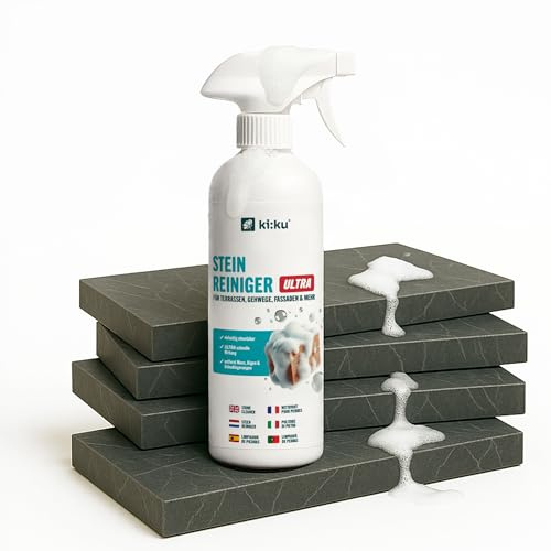 ki:ku® Stein Reiniger ULTRA | säurefreier Steinreiniger für Außenflächen | gegen Öl, Ruß, Moos & Schmutz | für Terrasse, Gehweg, Fassade | kraftvoll & materialschonend | umweltfreundlich