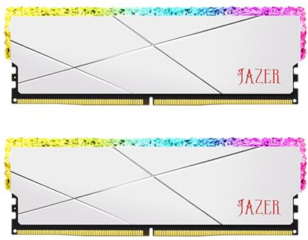 JAZER RAM DDR5 32GB (16GB x 2) 6400MHz RGB, DRAM de 288 Pines UDIMM, Memoria de Alto Rendimiento para Juegos, Overclocking XMP 3.0, CL38, 1,25V