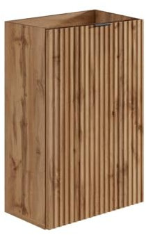 Vente-unique - Meuble pour Lave Main strié Porte réversible Naturel Clair - H60 x L40 x P22 - VAHIRA