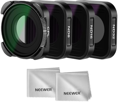 NEEWER Set Filtro ND Compatibile con GoPro Hero 13 12 11 10 9, 4 Pezzi (ND8 ND16 ND32 CPL), Kit Filtro Polarizzatore e Densità Neutra Sottile Multistrato HD per Action Cam con 2 Panni Pulizia (Nero)