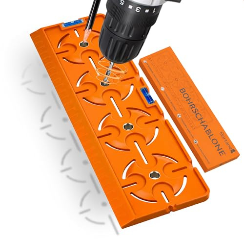 Bortanex Bohrschablone 71mm für Steckdosen & Schalter – Elektro Installationshilfe mit Wasserwaage, Bohrhilfe für Unterputz- & Hohlwanddosen (Orange)