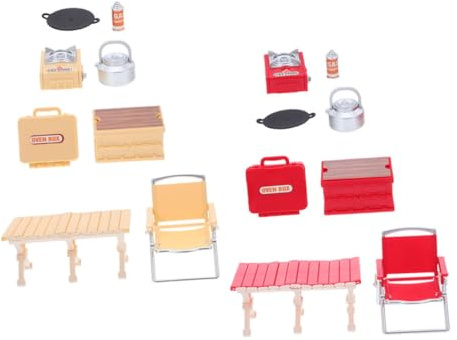 LRXIYODE 2 Juegos Kit Barbacoa con Sillas y Cocina Miniatura para Juego de Patio y Jardín Infantil