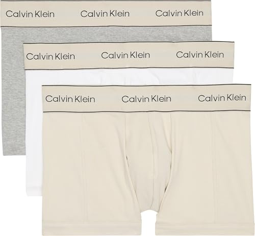 Calvin Klein Trunk 3Pk, Size Large 2XK - Oyster Gray Grey Heather White Large