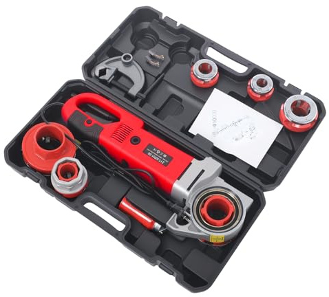 Filiera elettrica da 230 V, 2300 W, con 6 matrici da 2, 1-1/2, 1-1/4, 1, 3/4, 1/2, maschiatura e cavo di taglio, macchina elettrica (rosso)