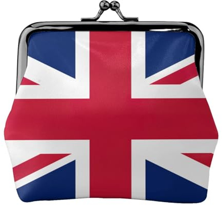 British Flag Printed Faux Leather Coin Purse Vintage Kiss Lock Change Wallet for Women Card Cash Organizer