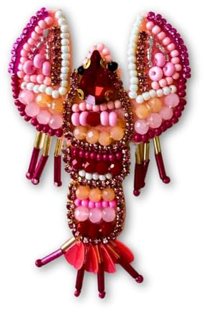 happymaker – Broches en perles et paillettes, tortue, homard, verre à vin, bouteille de champagne, coquillage, pins colorés pour sacs et vêtements