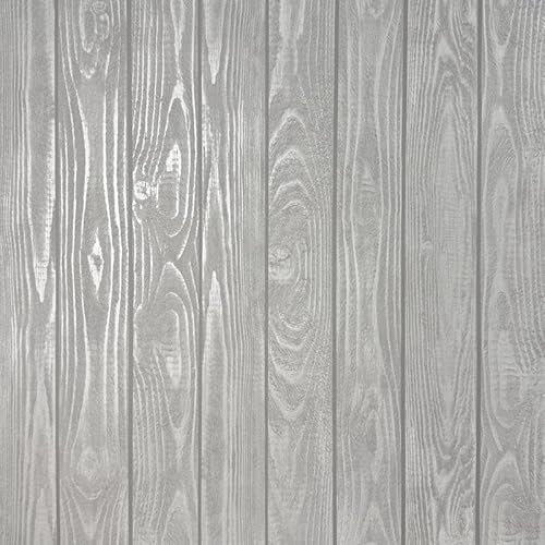 Fine Decor FD44053 Metallic Wood Luxury Wallpaper, Grey