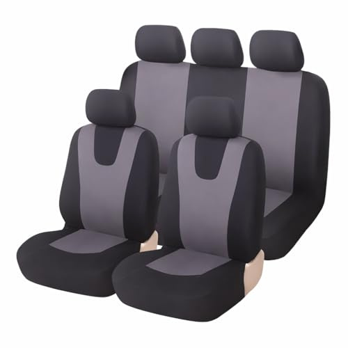 AutAng Sitzbezüge Schonbezug Sitzauflage Sitzschoner Für Ford Fiesta Focus Fusion B-Max C-Max Galaxy Ka Kuga Mondeo Puma S-Max (Grau)