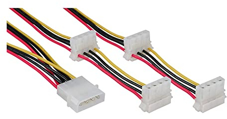 InLine 29654A Strom Y-Kabel intern, 1x 13,34cm (5,25) an 4x 13,34cm (5,25), 45+55cm