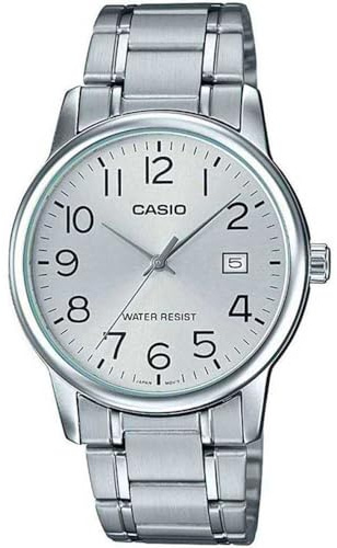 Casio #MTP-V002D-7B Men's Standard Analog Stainless Steel Date Silver Dial Watch