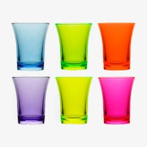 Box x 24 Reusable Plastic Shot Glasses 25ml - Polystyrene CE Stamped to Rim