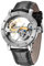 Alienwork IK Automatikuhr Armbanduhr Herren Damen Silber Lederarmband Schwarz Skelett Glasboden