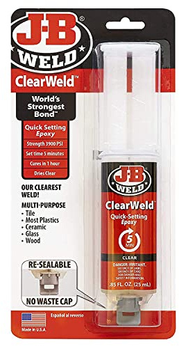 J-B Weld ClearWeld 50112 Lot de 3 seringues époxy à prise rapide Transparent 25 ml